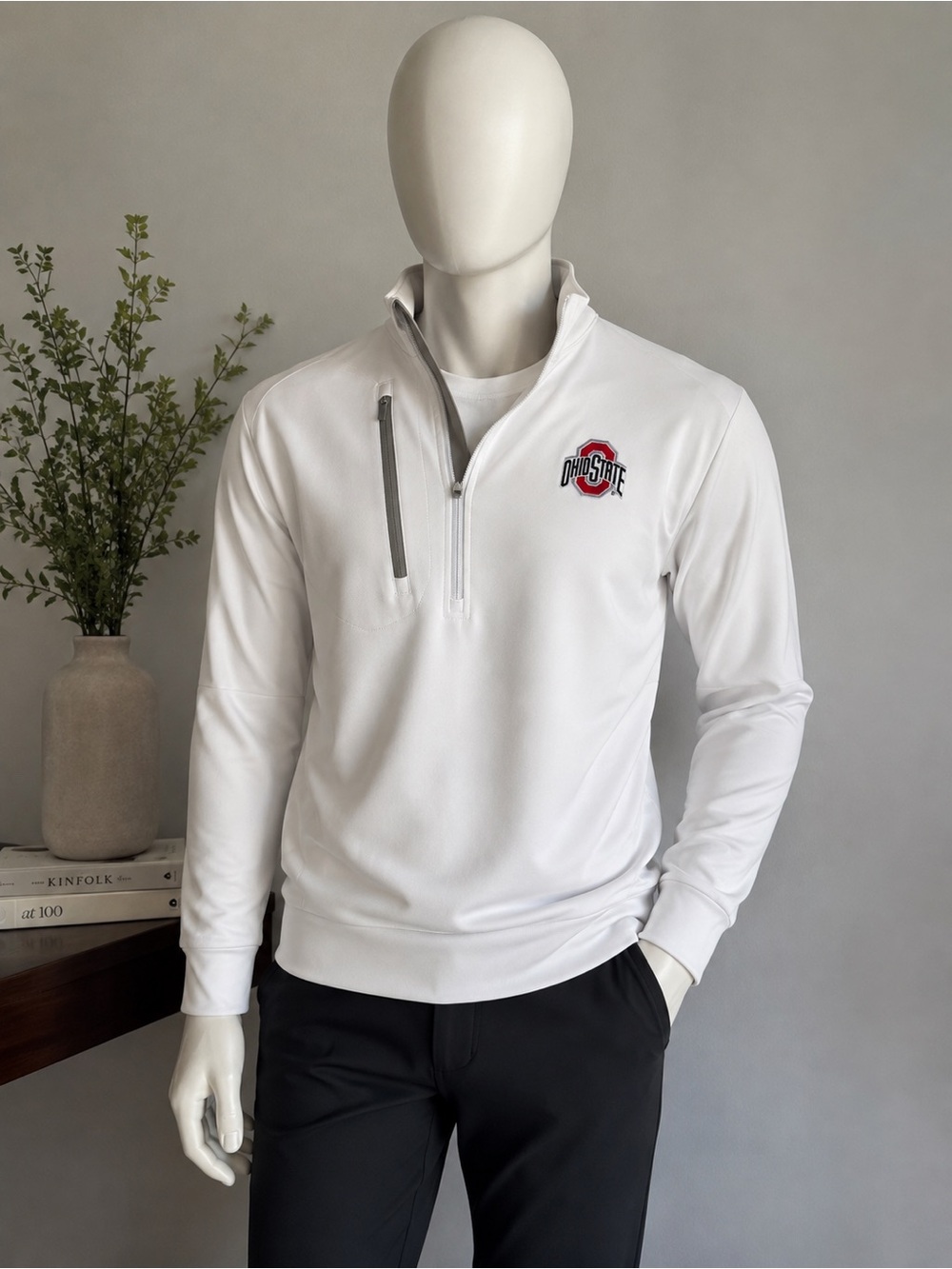 Ohio State White Quarter-Zip Performance Pullover